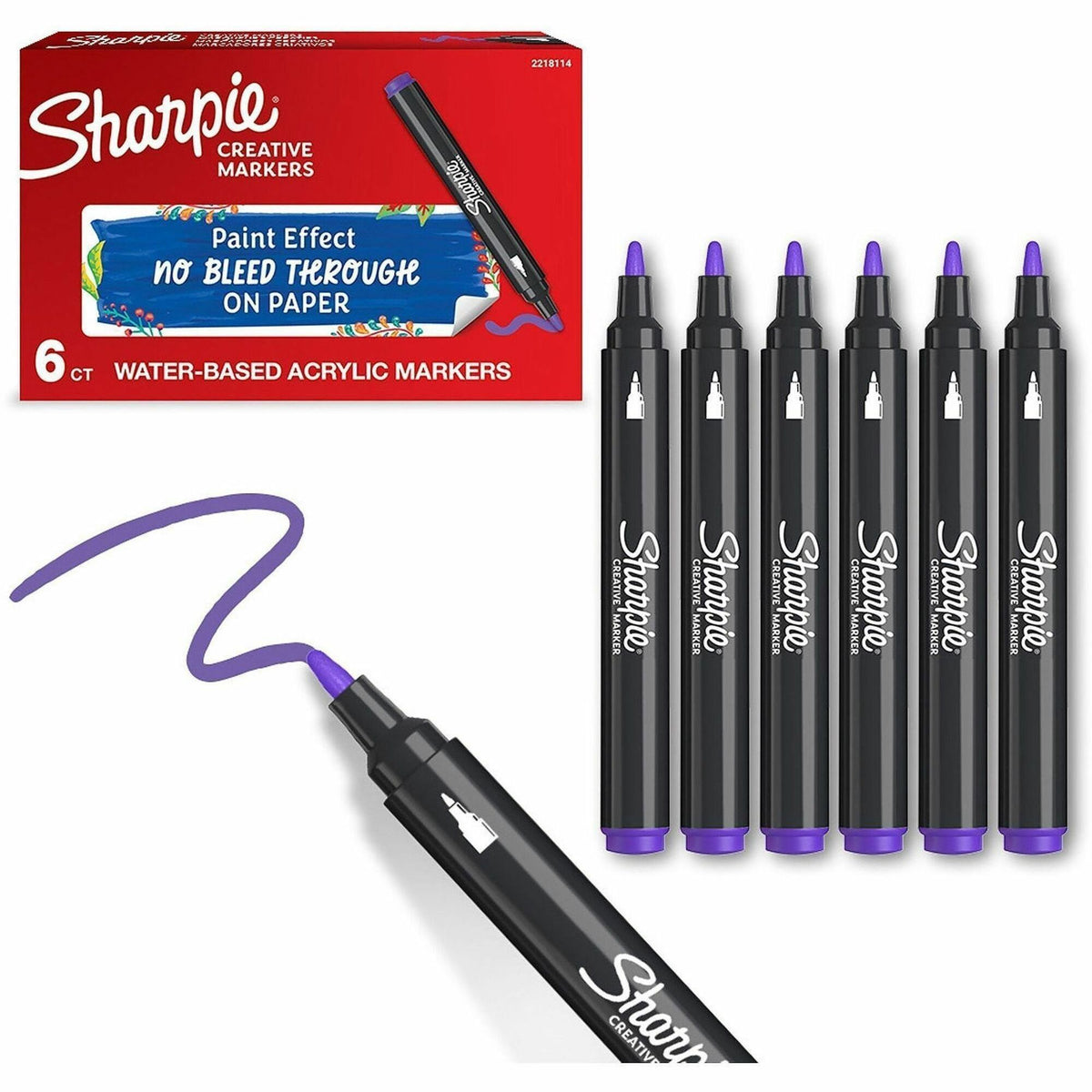 Sharpie Creative Markers - Lilac Ink - Water Based, Acrylic Based - 6 / Box