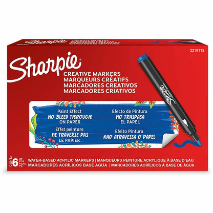 Sharpie Creative Marker, Water-Based Acrylic Marker, Bullet Tip, Blue - Bullet Marker Point - Blue Ink - Water Based, Ac
