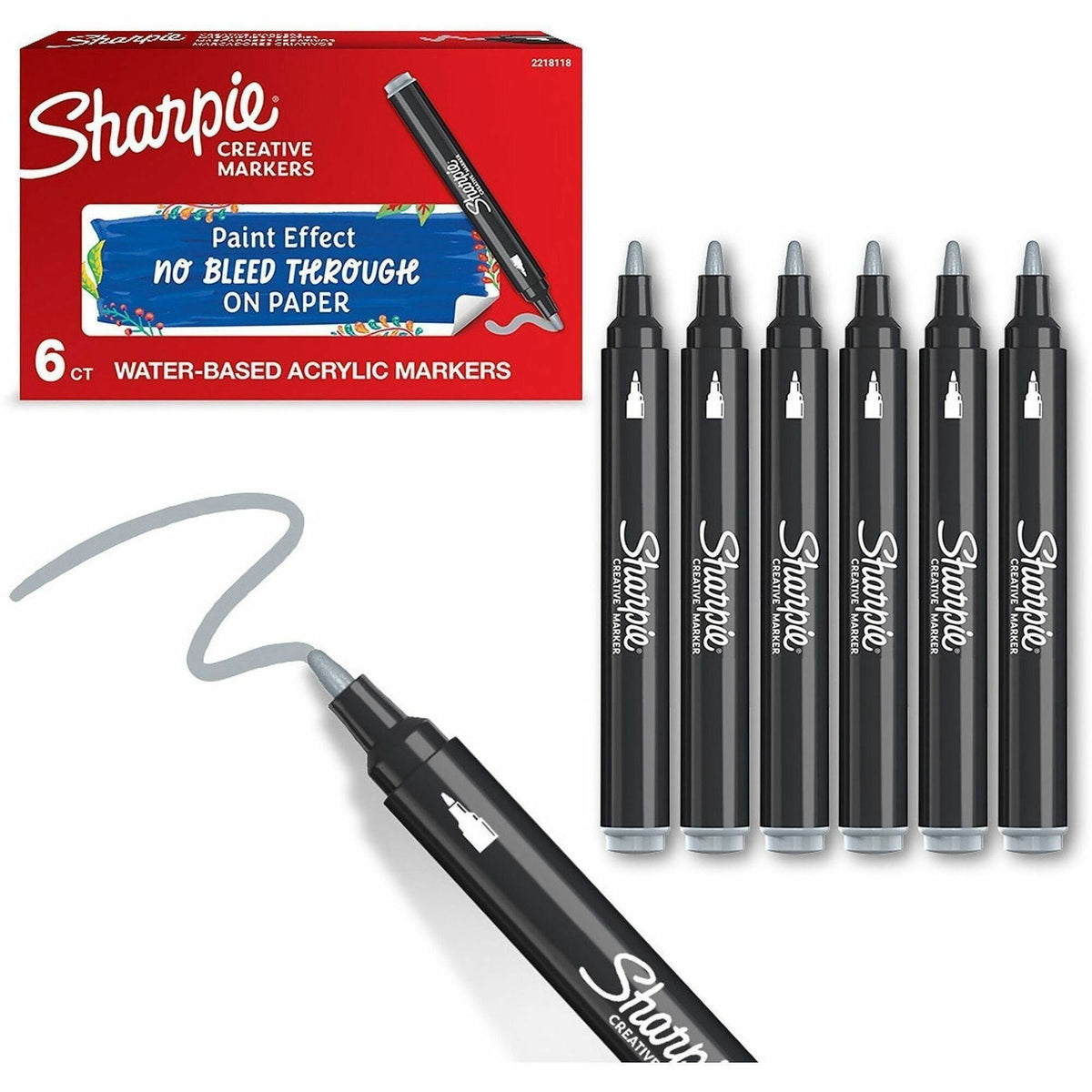 Sharpie Creative Markers - Cool Gray Ink - Water Based, Acrylic Based - 6 / Box