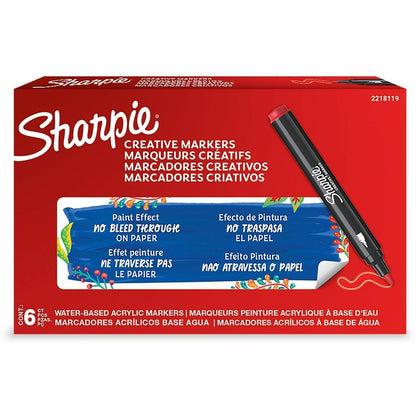 Sharpie Creative Marker, Water-Based Acrylic Marker, Bullet Tip, Red - Bullet Marker Point - Red Ink - Water Based, Acry