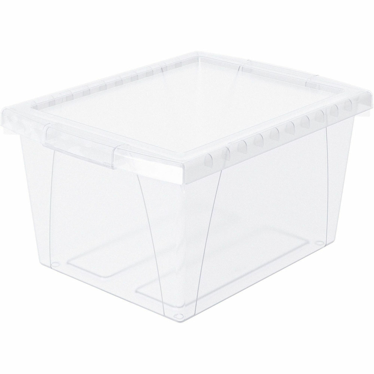 Storex Stackable Storage Bin w/Lid - External Dimensions: 13.6" Width x 11.3" Depth x 7.8" Height - 4 gal - Lid Closure 