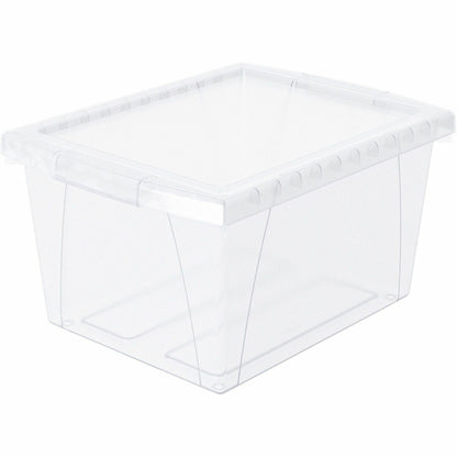 Storex Stackable Storage Bin w/Lid - External Dimensions: 13.6" Width x 11.3" Depth x 7.8" Height - 4 gal - Lid Closure 