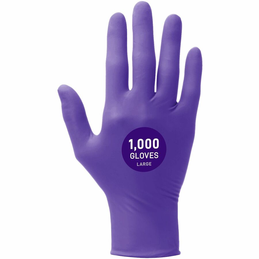 Kimtech Purple Nitrile Exam Gloves - 5.9 mil Thickness x 9.50" Glove Length - Splash Protection - Large Size - For Right