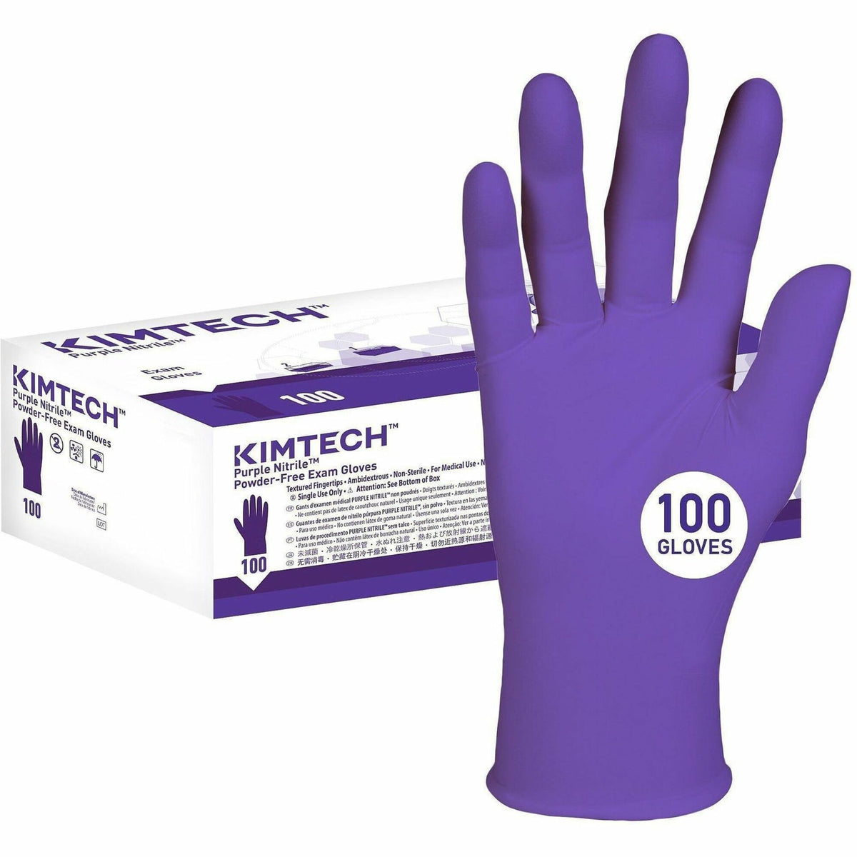 Kimtech Purple Nitrile Exam Gloves - 5.9 mil Thickness x 9.50" Glove Length - Splash Protection - Large Size - For Right