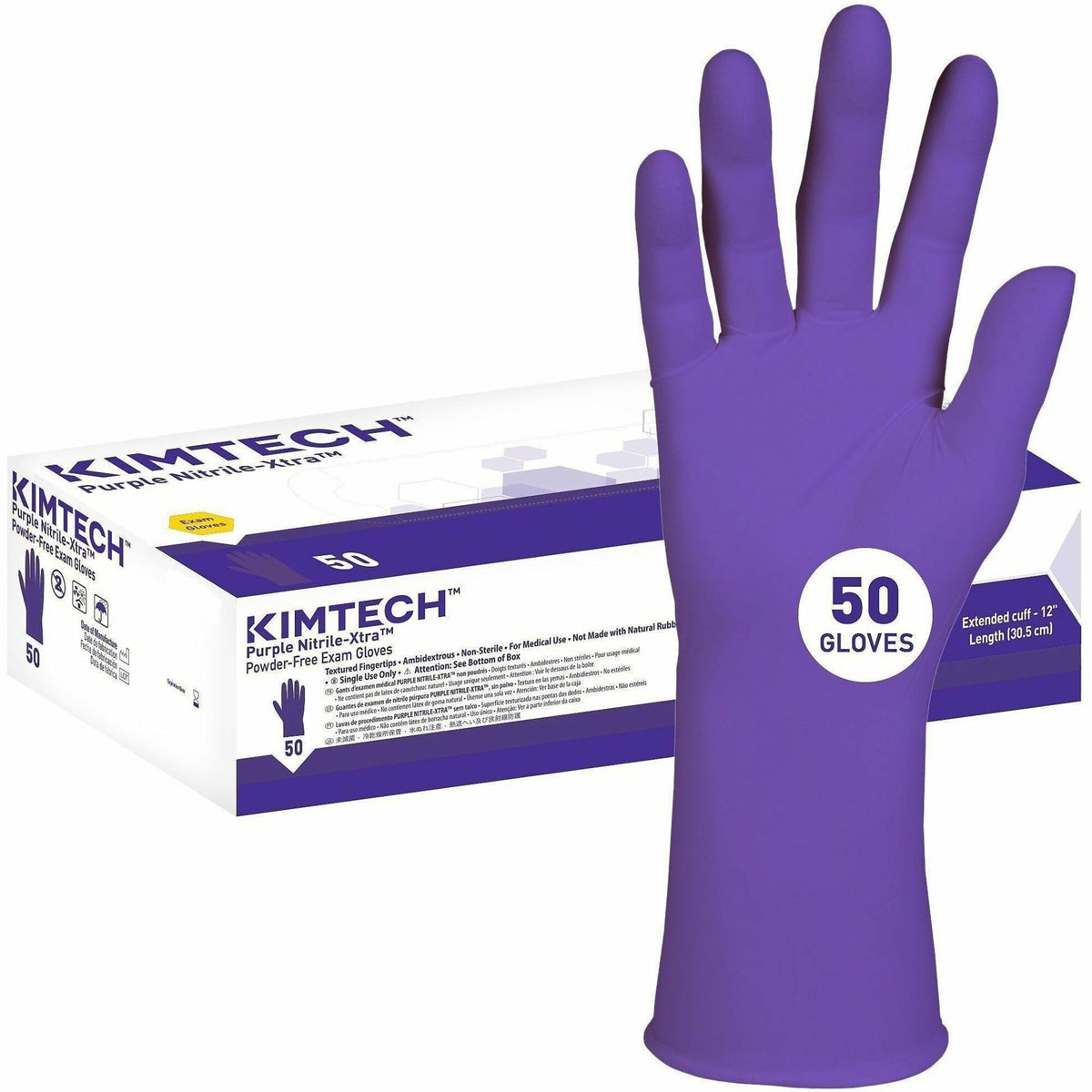 Kimtech Purple Nitrile-Xtra Exam Gloves - 5.9 mil Thickness x 12" Glove Length - X-Large Size - For Right/Left Hand - Ni