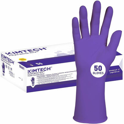 Kimtech Purple Nitrile-Xtra Exam Gloves - 5.9 mil Thickness x 12" Glove Length - Small Size - For Right/Left Hand - Nitr