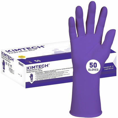 Kimtech Purple Nitrile-Xtra Exam Gloves - 5.9 mil Thickness x 12" Glove Length - Small Size - For Right/Left Hand - Nitr