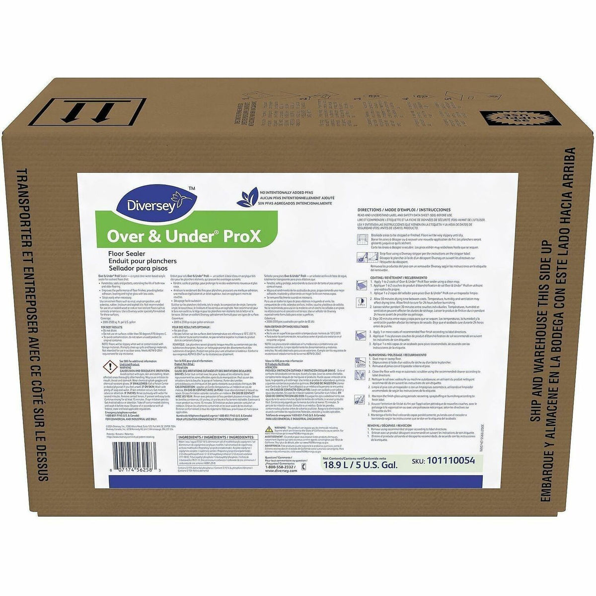 Diversey Over & Under ProX Floor Sealer - For Floor - Ready-To-Use - Liquid - 640 fl oz (20 quart) - 8.3 to 9 pH - 1 Car