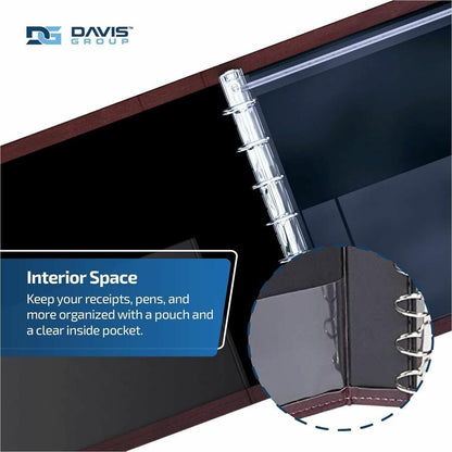Davis Group Premium 3-Up Business Checkbook Binder - 200 Sheet Capacity - 7 Ring - Pocket: Internal - Vinyl - Burgundy -
