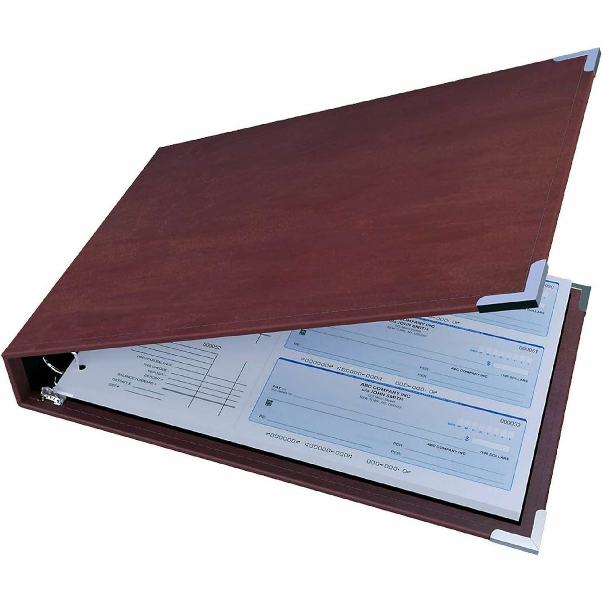 Davis Group Premium 3-Up Business Checkbook Binder - 200 Sheet Capacity - 7 Ring - Pocket: Internal - Vinyl - Burgundy -