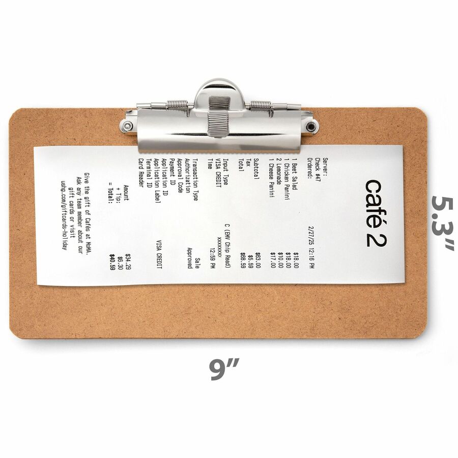Officemate Landscape Memo/Receipt-Sized Clipboards - Storage for Receipt - Wood - 12 / Carton