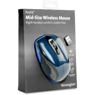 Kensington Pro Fit Mid-Size Wireless Mouse Saphire Blue - Optical - Wireless - Radio Frequency - 2.40 GHz - Sapphire Blu