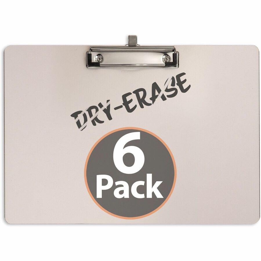 Officemate Reusable Dry-Erase Whiteboard Clipboards - Storage for 70 Sheet - 9" x 12 1/2" Sheet Size - White - 6 / Carto