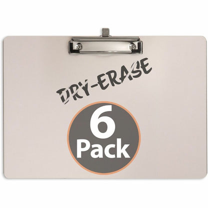 Officemate Reusable Dry-Erase Whiteboard Clipboards - Storage for 70 Sheet - 9" x 12 1/2" Sheet Size - White - 6 / Carto