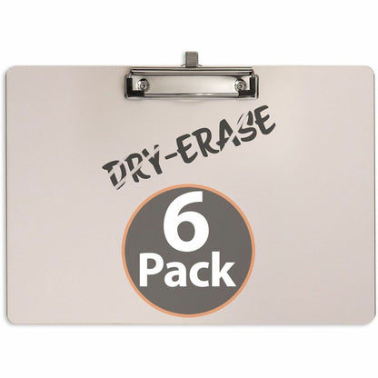 Officemate Reusable Dry-Erase Whiteboard Clipboards - Storage for 70 Sheet - 9" x 12 1/2" Sheet Size - White - 6 / Carto