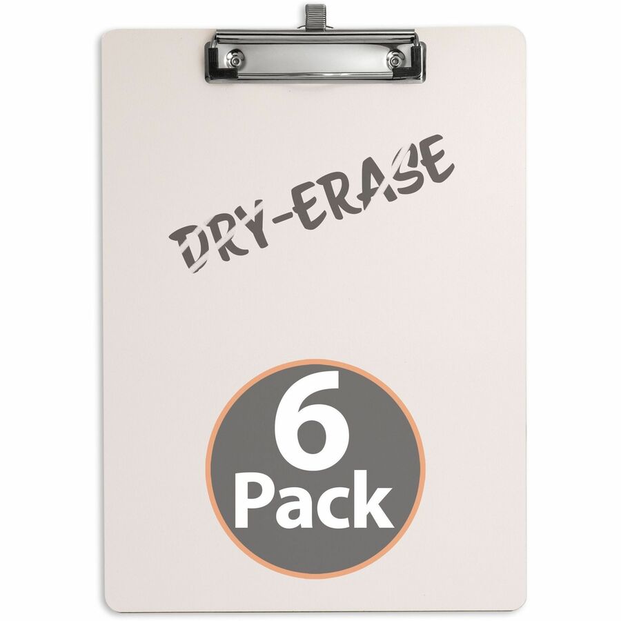 Officemate Reusable Dry-Erase Whiteboard Clipboards - Storage for 70 Sheet - 9" x 12 1/2" Sheet Size - White - 6 / Carto