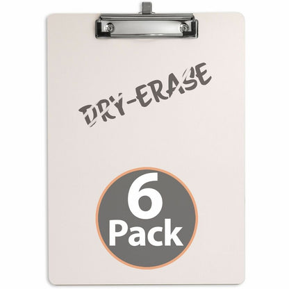 Officemate Reusable Dry-Erase Whiteboard Clipboards - Storage for 70 Sheet - 9" x 12 1/2" Sheet Size - White - 6 / Carto