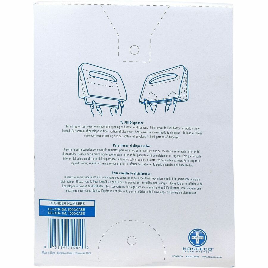 Hospeco Recycled Paper Toilet Seat Covers - For Toilet, Public Toilet - White - Paper - 25 / Carton