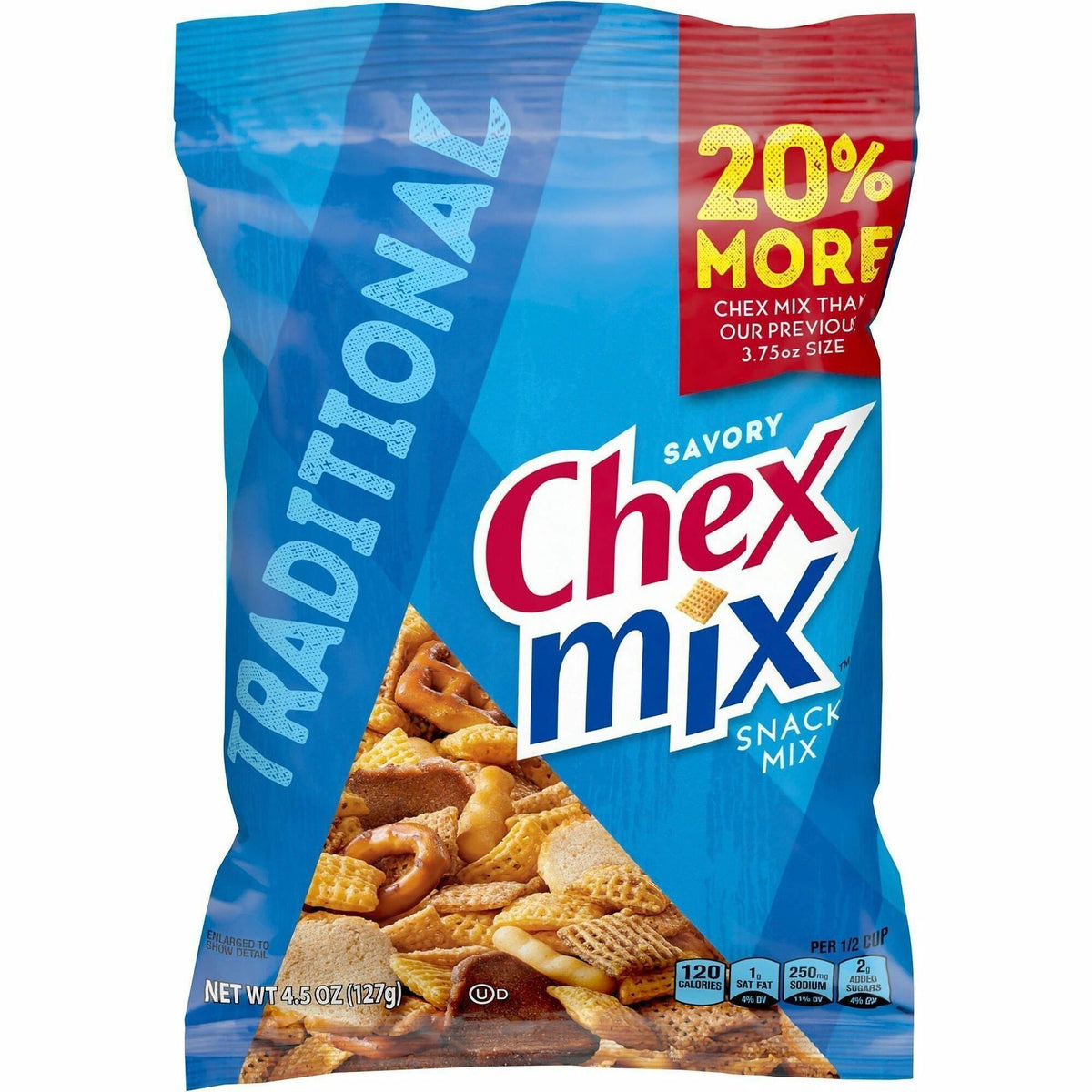 Chex Traditional Snack Mix - Traditional - 4.50 oz - 8 / Carton