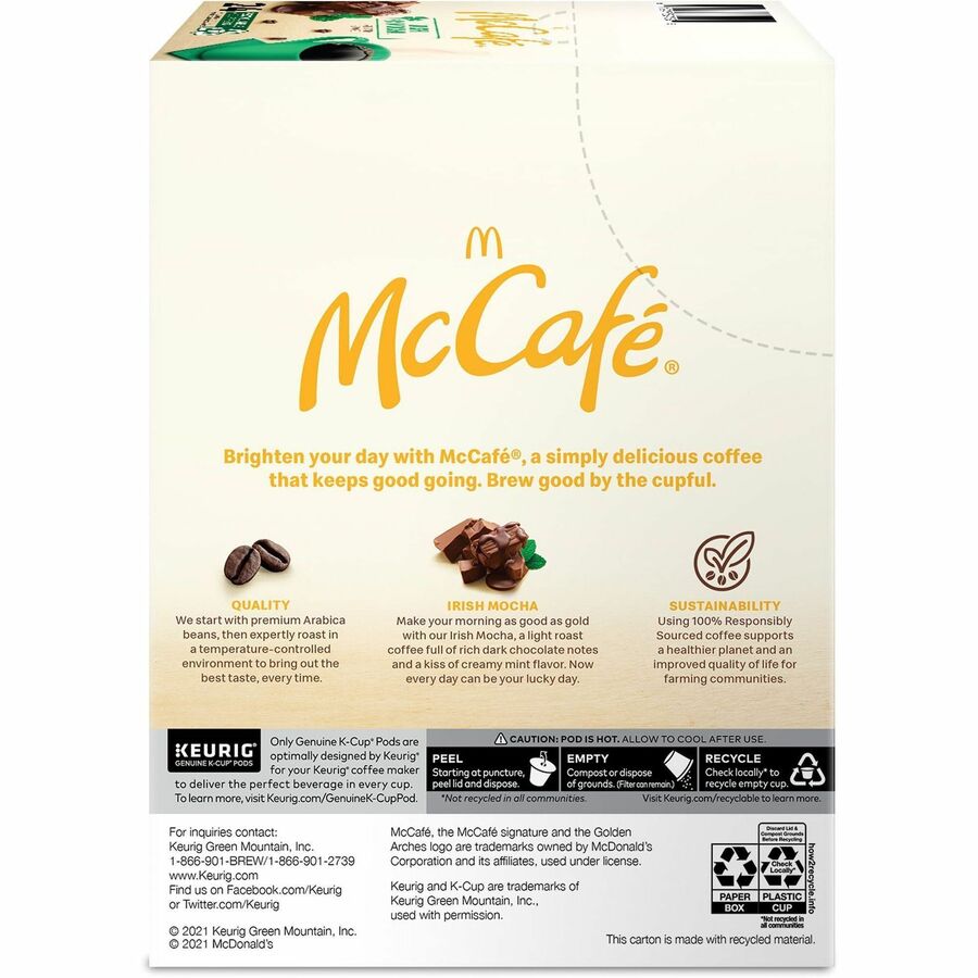McCafé® K-Cup Irish Mocha - Compatible with Keurig Brewer - Light - Per Box - K-Cup - Irish Mocha - Kosher - 24/Box - 4 