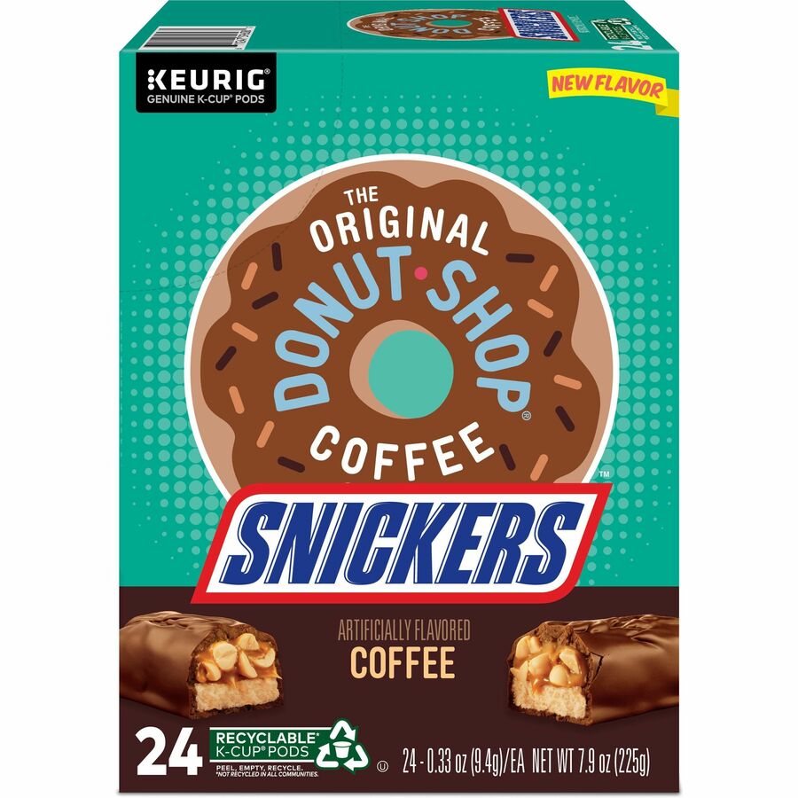 The Original Donut Shop K-Cup Snickers Coffee - Compatible with Keurig Brewer - Mild - Per Box - 24 K-Cup - K-Cup - Snic