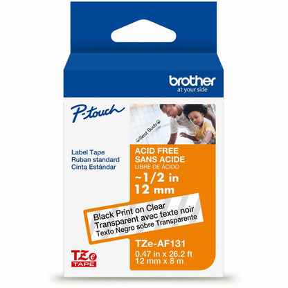 Brother Tze-AF131G Label Tape - Thermal - Black on Clear - Laminated - 26.25 ft Roll Length - For Label Printer, Label M