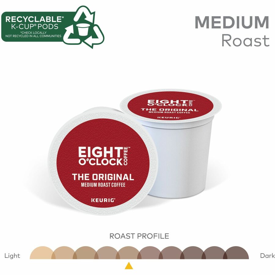 Eight O'Clock K-Cup Original Coffee - Compatible with Keurig Brewer - Medium - Per Box - K-Cup - The Original - Kosher -
