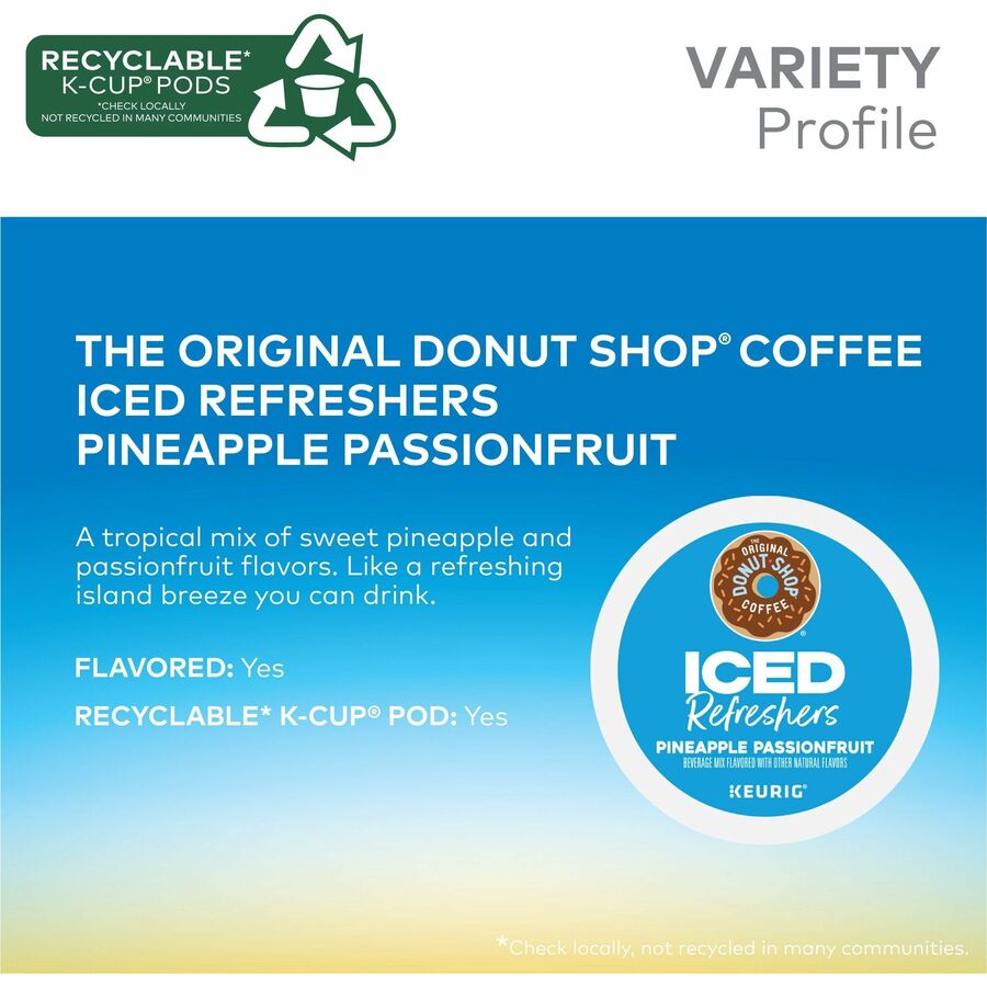 The Original Donut Shop® K-Cup Iced Refreshers - Pineapple Passionfruit - 20/Box - 4 / Carton
