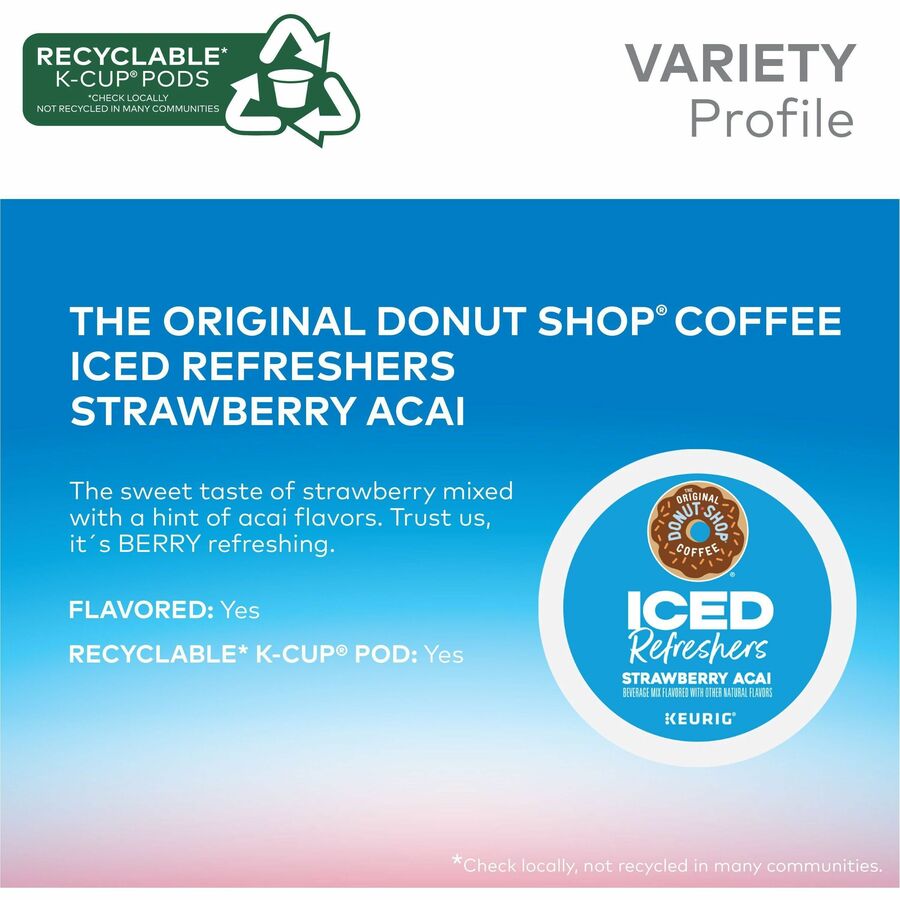 The Original Donut Shop® K-Cup Iced Refreshers - Strawberry Acai - 20/Box - 4 / Carton