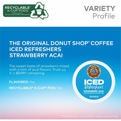The Original Donut Shop® K-Cup Iced Refreshers - Strawberry Acai - 20/Box - 4 / Carton
