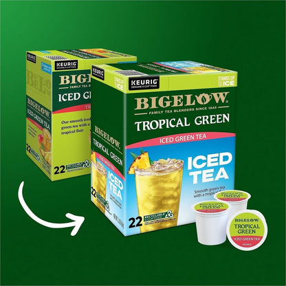 Bigelow® Tropical Iced Iced Green Tea K-Cup - Compatible with Keurig Brewer - Caffeinated - Kosher - 22/Box - 4 / Carton