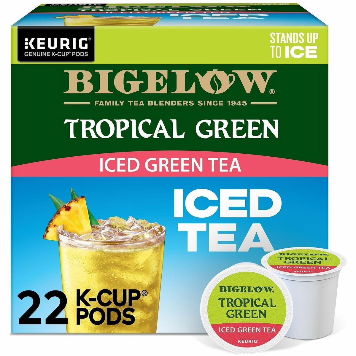 Bigelow® Tropical Iced Iced Green Tea K-Cup - Compatible with Keurig Brewer - Caffeinated - Kosher - 22/Box - 4 / Carton