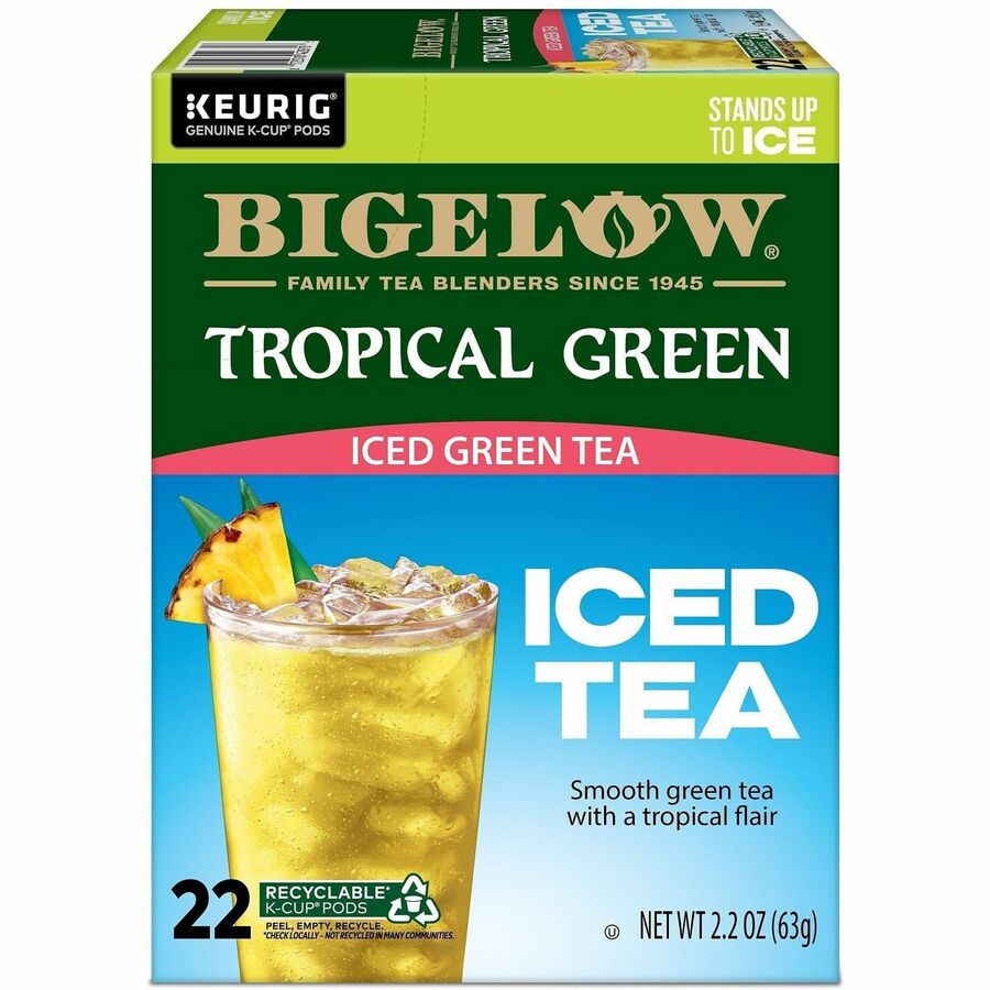 Bigelow® Tropical Iced Iced Green Tea K-Cup - Compatible with Keurig Brewer - Caffeinated - Kosher - 22/Box - 4 / Carton