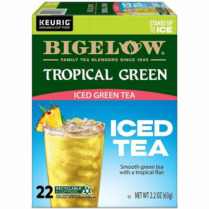 Bigelow® Tropical Iced Iced Green Tea K-Cup - Compatible with Keurig Brewer - Caffeinated - Kosher - 22/Box - 4 / Carton