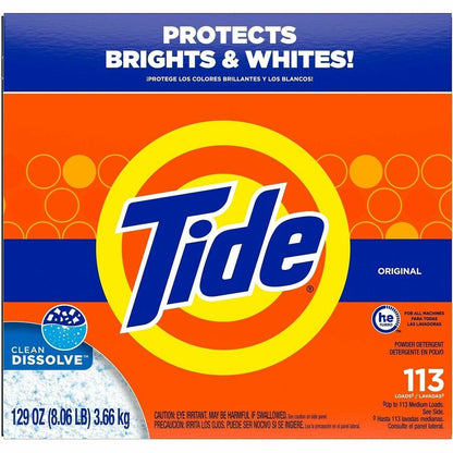 Tide Powder Laundry Detergent - For Clothes, Laundry - Powder - 129 oz (8.06 lb) - 113 Loads - Recommended For: Stain Re