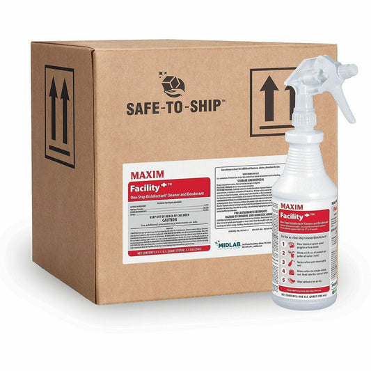 Maxim Facility+ One-Step Disinfectant - For Multi Surface, Multipurpose - Concentrate - Liquid - 128 fl oz (4 quart) - 6
