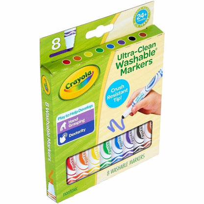 Crayola Crush Resistant Washable Toddler Markers - Washable - Multi Ink - 8 / Pack