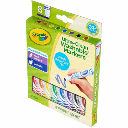 Crayola Crush Resistant Washable Toddler Markers - Washable - Multi Ink - 8 / Pack