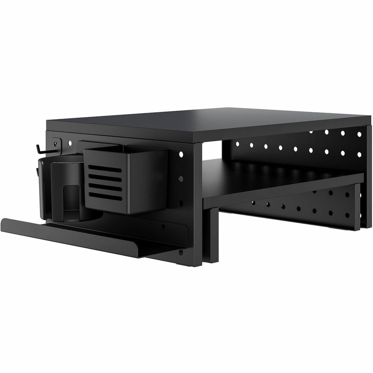 Kantek Pegboard Dual Monitor Risers & Accessories - 88 lb Load Capacity - 7" Height x 16" Width x 11.80" Depth - Black -