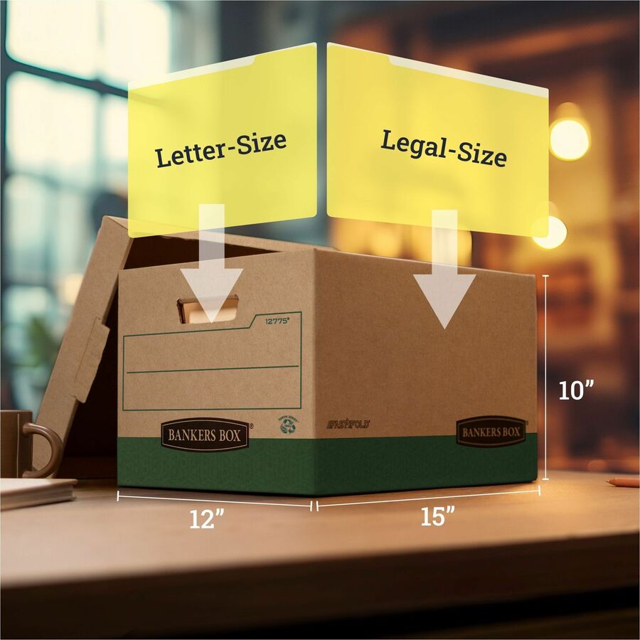 R-Kive Recycled File Storage Box - Internal Dimensions: 12" Width x 15" Depth x 10" Height - 12 / Carton