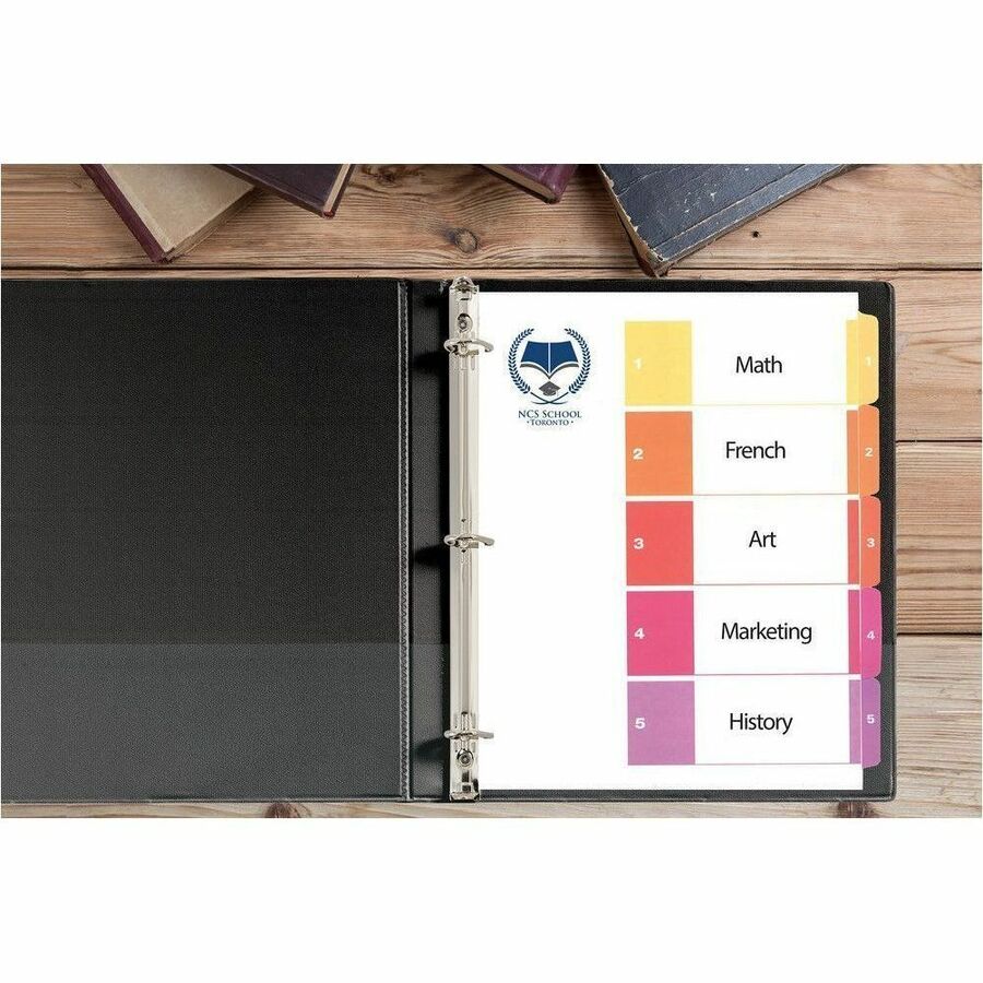 Avery Ready Index Table of Contents Dividers - 5 x Divider(s) - 5 Printed Tab(s) - Digit - 1-5 - 5 Tab(s)/Set - 1 Set