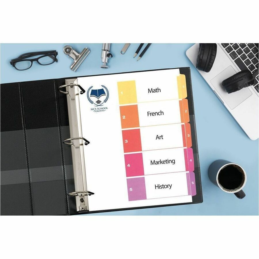 Avery Ready Index Table of Contents Dividers - 5 x Divider(s) - 5 Printed Tab(s) - Digit - 1-5 - 5 Tab(s)/Set - 1 Set