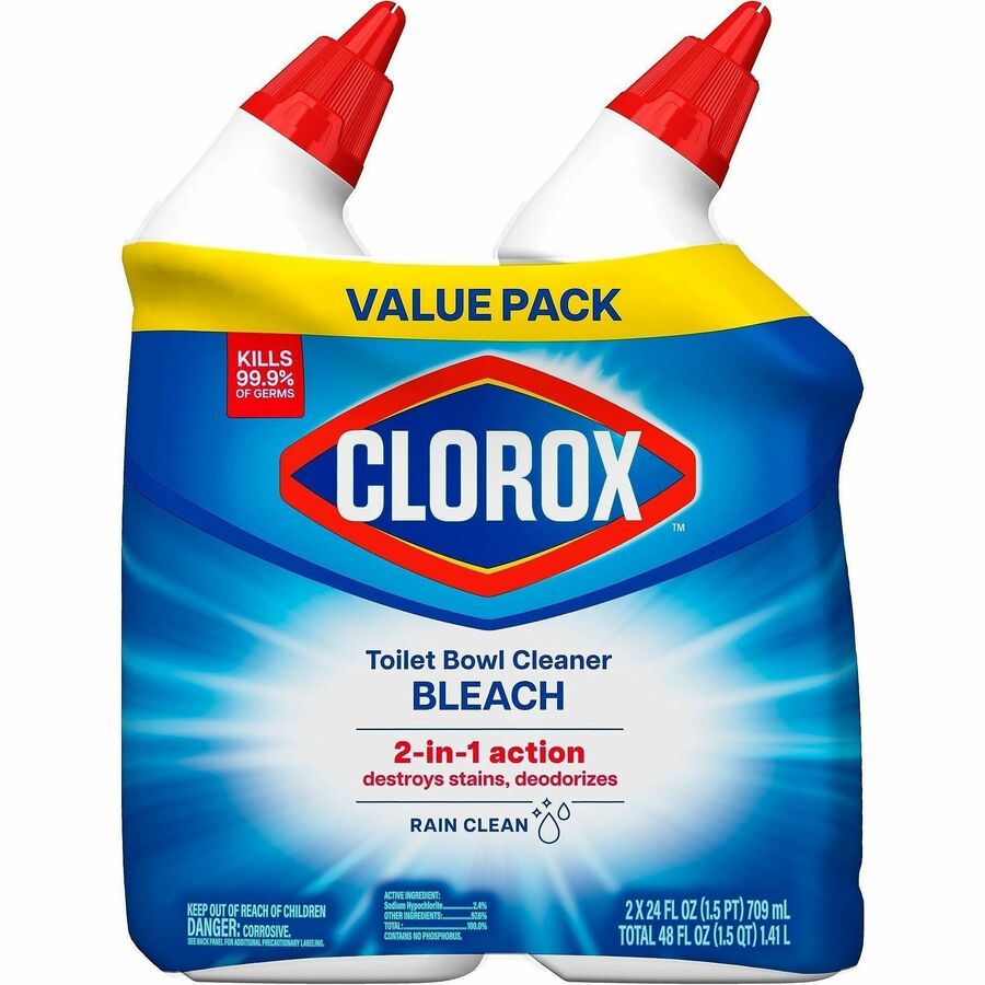 Clorox Toilet Bowl Cleaner with Bleach - For Toilet, Toilet Bowl - 24 fl oz (0.8 quart) - Rain Clean Scent - 1 Each