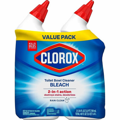 Clorox Toilet Bowl Cleaner with Bleach - For Toilet, Toilet Bowl - 24 fl oz (0.8 quart) - Rain Clean Scent - 1 Each