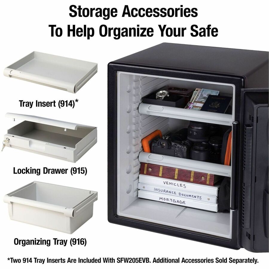 Sentry Safe SFW205EVB Fireproof & Waterproof Safe - 2 ft³ - Digital, Programmable Lock - 6 Live-locking Bolt(s)