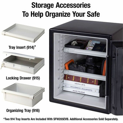 Sentry Safe SFW205EVB Fireproof & Waterproof Safe - 2 ft³ - Digital, Programmable Lock - 6 Live-locking Bolt(s)