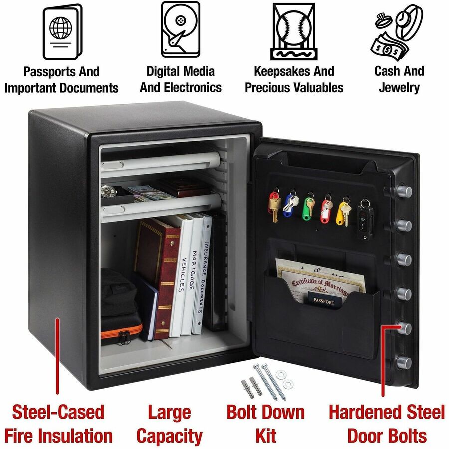 Sentry Safe SFW205EVB Fireproof & Waterproof Safe - 2 ft³ - Digital, Programmable Lock - 6 Live-locking Bolt(s)