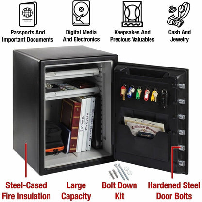 Sentry Safe SFW205EVB Fireproof & Waterproof Safe - 2 ft³ - Digital, Programmable Lock - 6 Live-locking Bolt(s)
