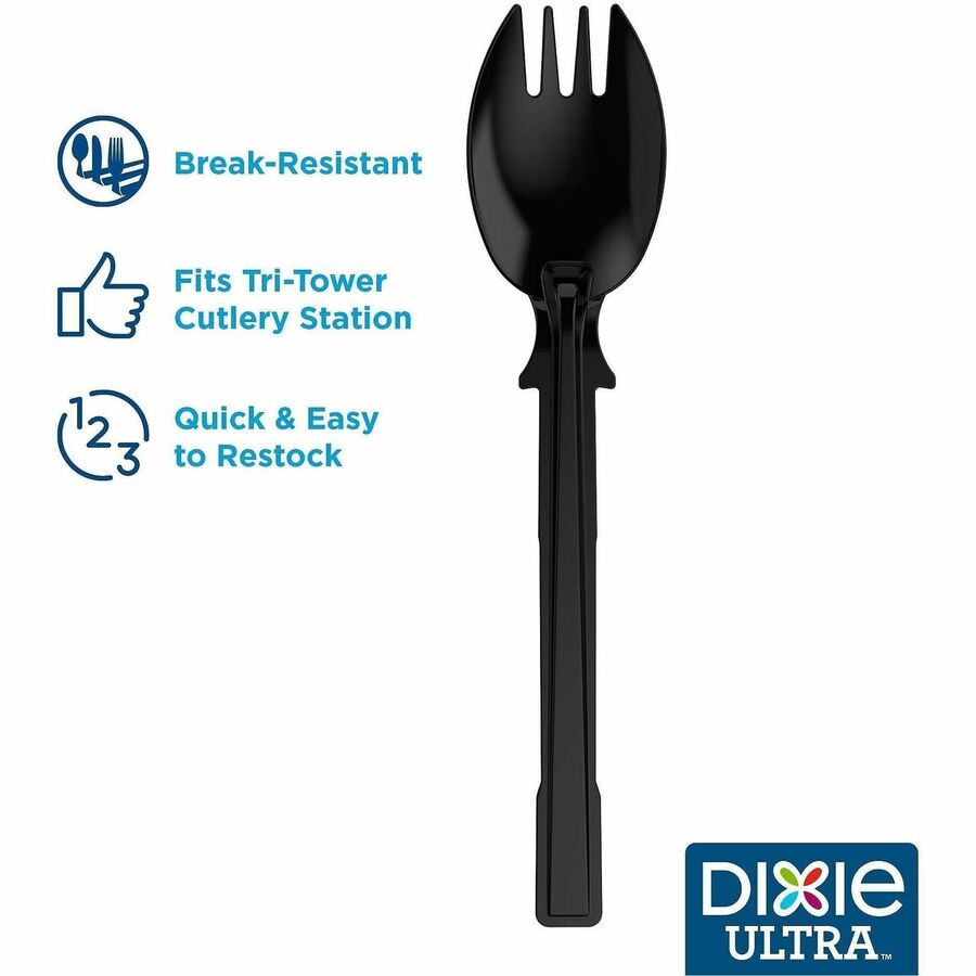 Dixie SmartStock Series-T Cutlery Refill - Fork - Fork - Breakroom - Disposable - Polypropylene, Plastic - Black - 24 / 