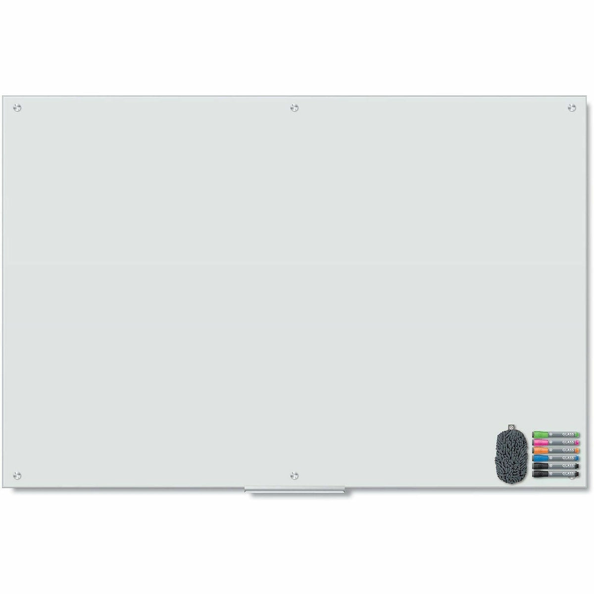 U Brands Magnetic Frosted-Glass Dry-Erase Board - 72" (6 ft) Width x 48" (4 ft) Height - White Glass, Tempered Glass Sur